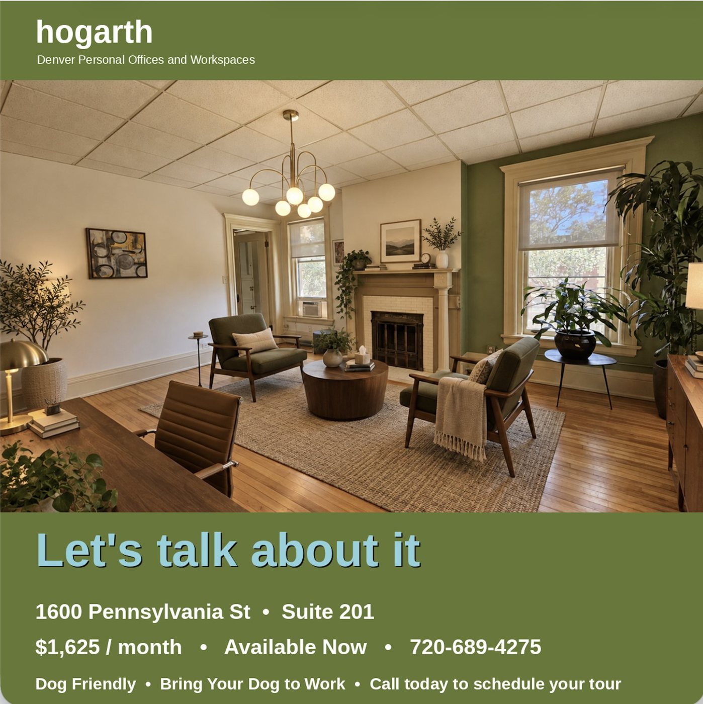 Hogarth social ad — Suite 201, 1600 Pennsylvania: Let's talk about it
