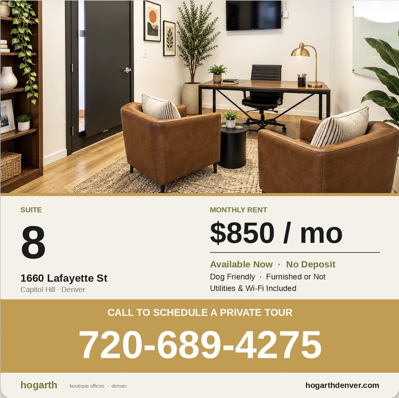 Hogarth Craigslist spec card — Suite 8, 1660 Lafayette