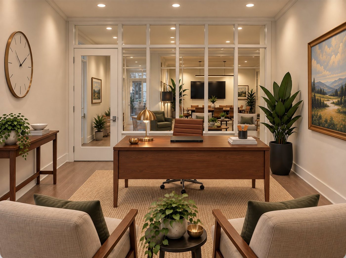 Virtual staging rendering — private office at 750 E 9th