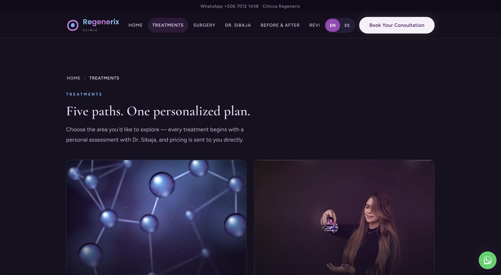 Treatments page: Five paths. One personalized plan.